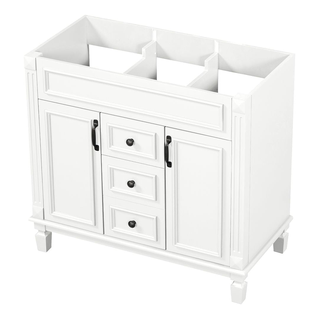 Meuble-lavabo moderne de 91 cm (36 pouces) pour salle de bain avec lavabo intégré et armoire à miroir, 2 portes et 2 tiroirs