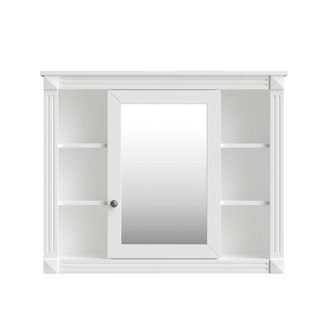 Meuble-lavabo moderne de 91 cm (36 pouces) pour salle de bain avec lavabo intégré et armoire à miroir, 2 portes et 2 tiroirs