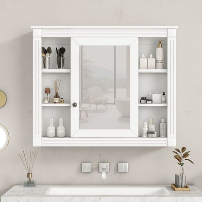 Meuble-lavabo moderne de 91 cm (36 pouces) pour salle de bain avec lavabo intégré et armoire à miroir, 2 portes et 2 tiroirs