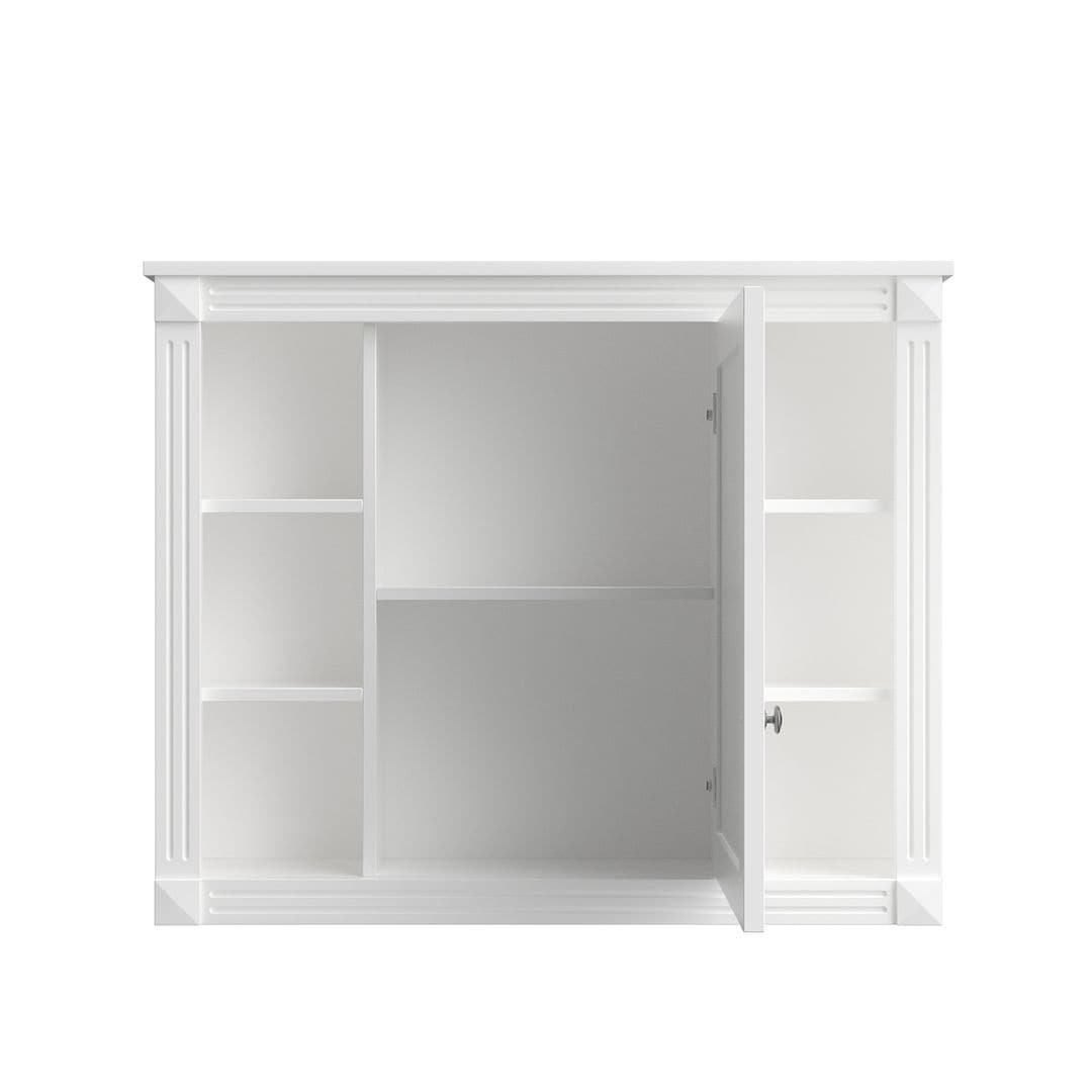 Meuble-lavabo moderne de 91 cm (36 pouces) pour salle de bain avec lavabo intégré et armoire à miroir, 2 portes et 2 tiroirs