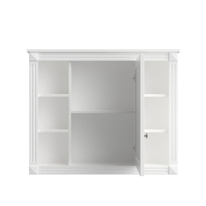 Meuble-lavabo moderne de 91 cm (36 pouces) pour salle de bain avec lavabo intégré et armoire à miroir, 2 portes et 2 tiroirs
