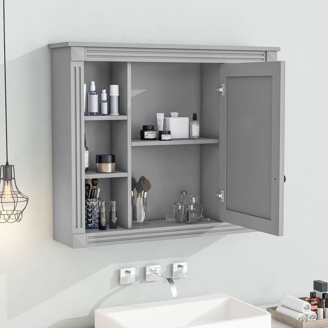 Meuble-lavabo moderne de 91 cm (36 pouces) pour salle de bain avec lavabo intégré et armoire à miroir, 2 portes et 2 tiroirs