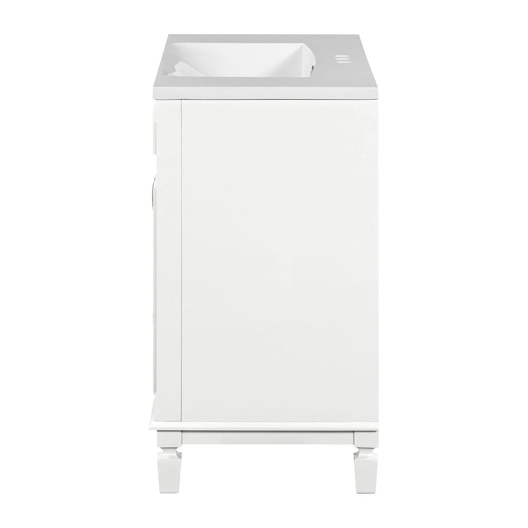 Meuble-lavabo moderne de 91 cm (36 pouces) pour salle de bain avec lavabo intégré et armoire à miroir, 2 portes et 2 tiroirs