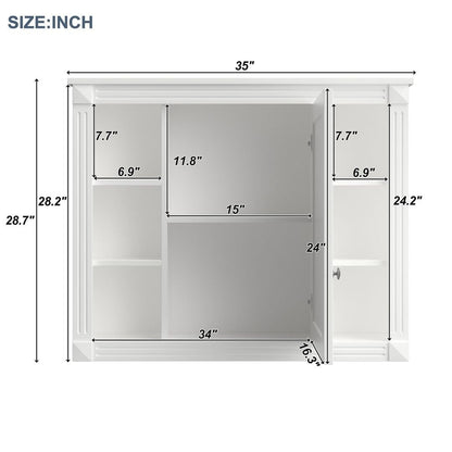 Meuble-lavabo moderne de 91 cm (36 pouces) pour salle de bain avec lavabo intégré et armoire à miroir, 2 portes et 2 tiroirs
