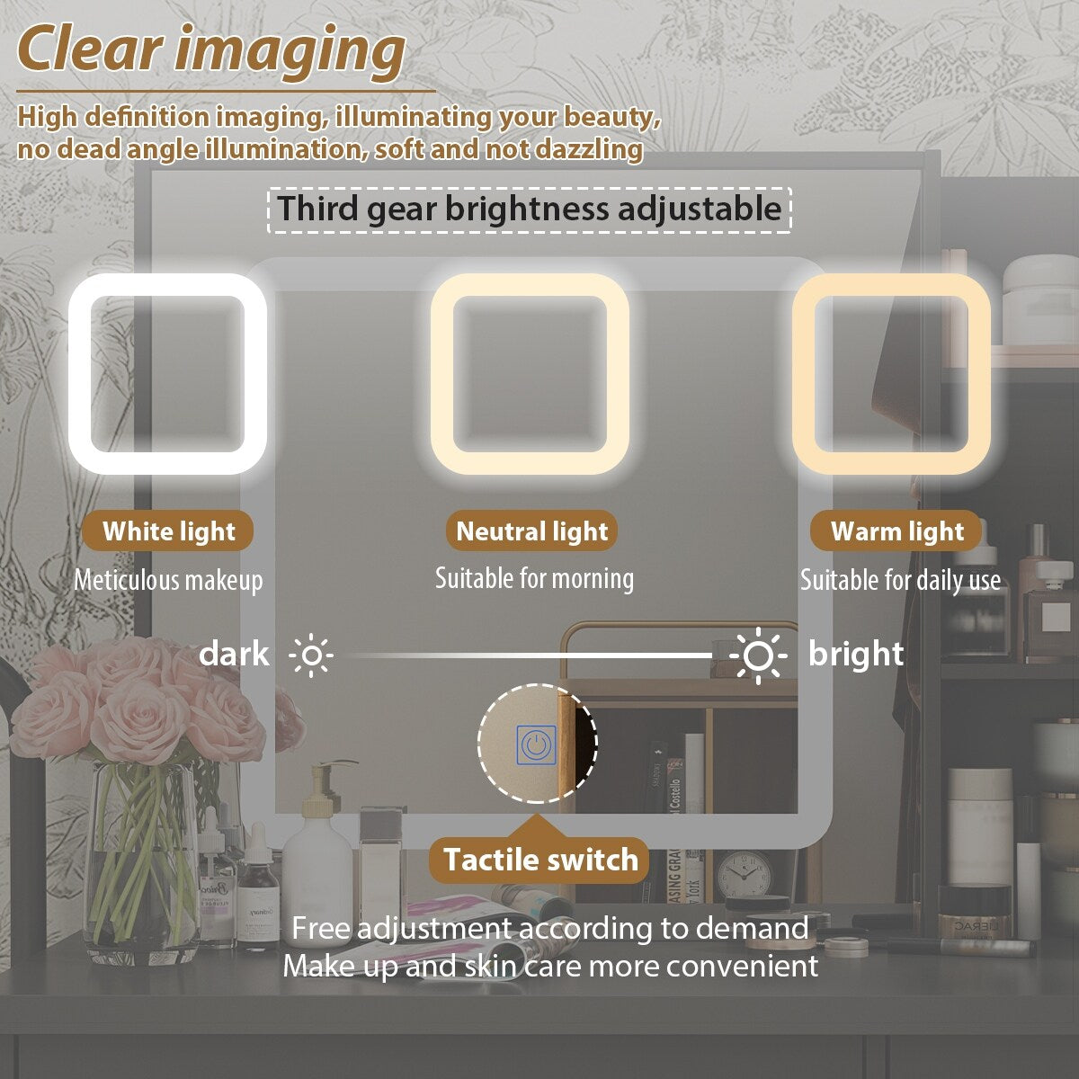 Ensemble coiffeuse et miroir avec tabouret, 99,5 cm de largeur