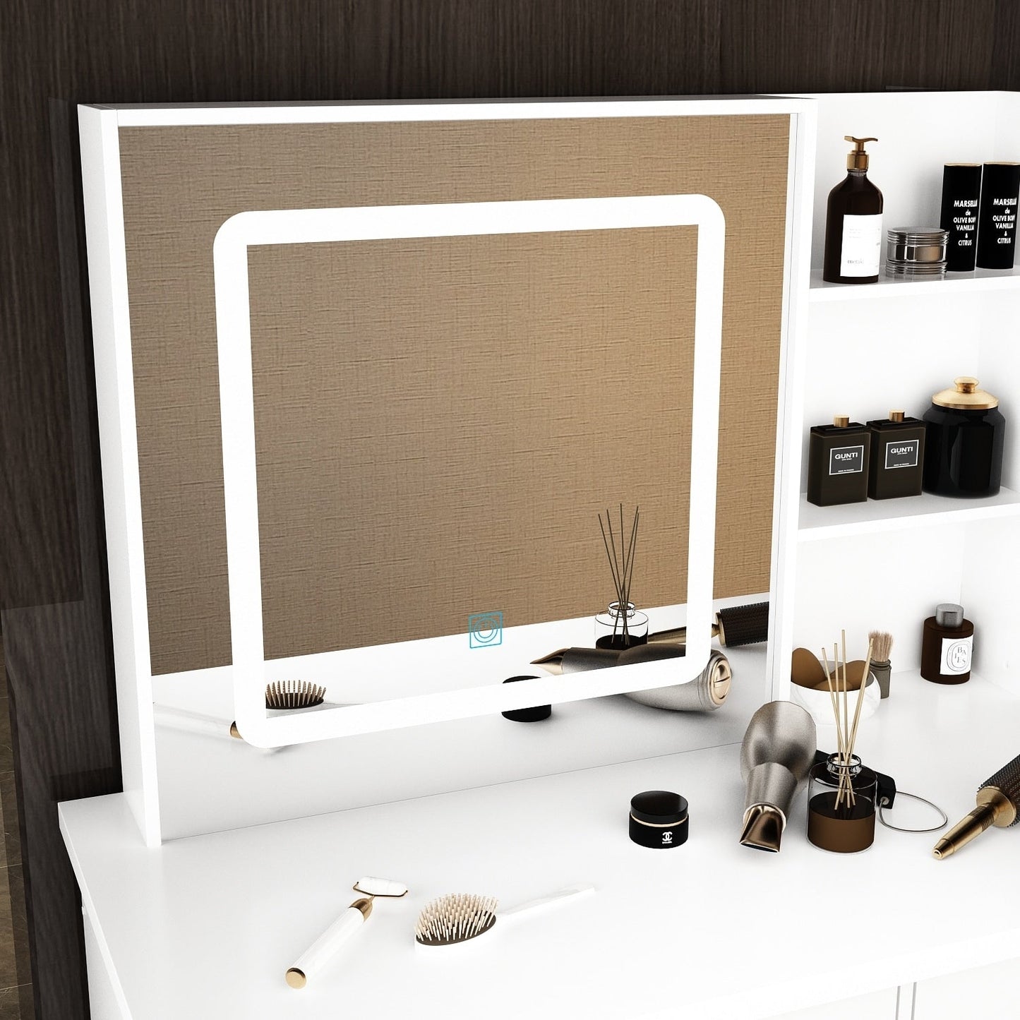 Ensemble coiffeuse et miroir avec tabouret, 99,5 cm de largeur