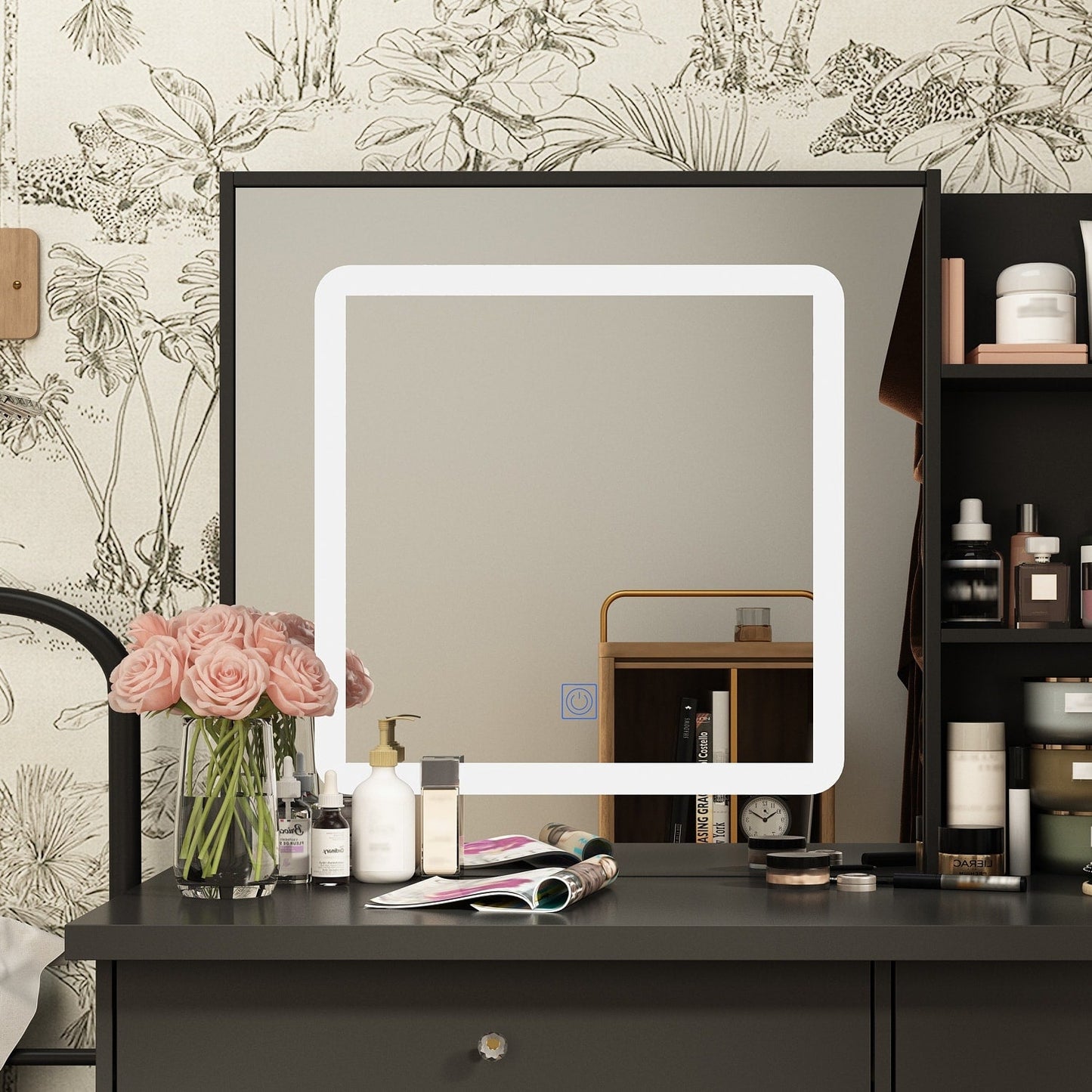 Ensemble coiffeuse et miroir avec tabouret, 99,5 cm de largeur