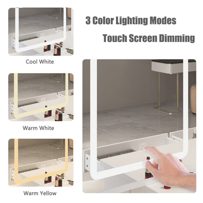 Ensemble de coiffeuse de maquillage de 99,5 cm de large avec tabouret et miroir