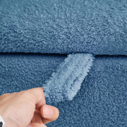 Tabouret de rangement en bouclé blanc cassé 39,5 pouces, pouf de rangement en sherpa, repose-pieds, pour salon, chambre à coucher, avec pieds en bois.