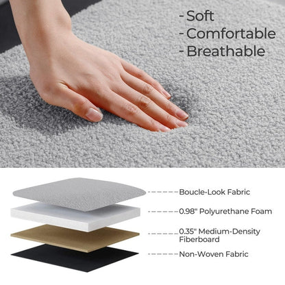 Tabouret de rangement en bouclé blanc cassé 39,5 pouces, pouf de rangement en sherpa, repose-pieds, pour salon, chambre à coucher, avec pieds en bois.