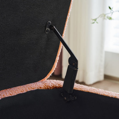 Tabouret de rangement en bouclé blanc cassé 39,5 pouces, pouf de rangement en sherpa, repose-pieds, pour salon, chambre à coucher, avec pieds en bois.