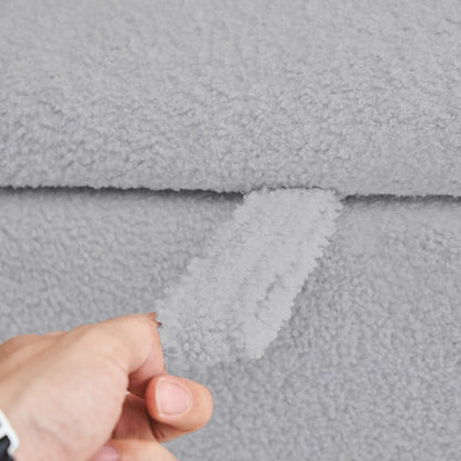 Tabouret de rangement en bouclé blanc cassé 39,5 pouces, pouf de rangement en sherpa, repose-pieds, pour salon, chambre à coucher, avec pieds en bois.