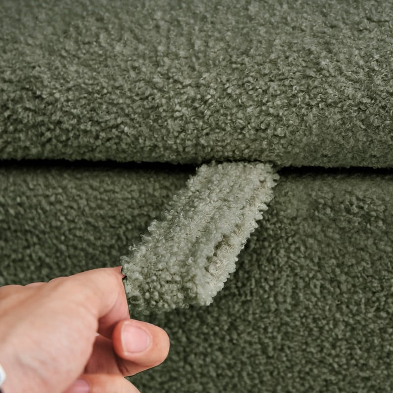 Tabouret de rangement en bouclé blanc cassé 39,5 pouces, pouf de rangement en sherpa, repose-pieds, pour salon, chambre à coucher, avec pieds en bois.