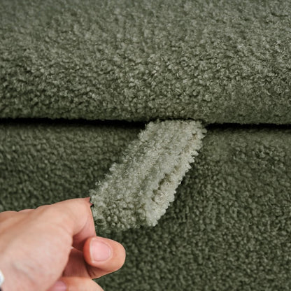 Tabouret de rangement en bouclé blanc cassé 39,5 pouces, pouf de rangement en sherpa, repose-pieds, pour salon, chambre à coucher, avec pieds en bois.