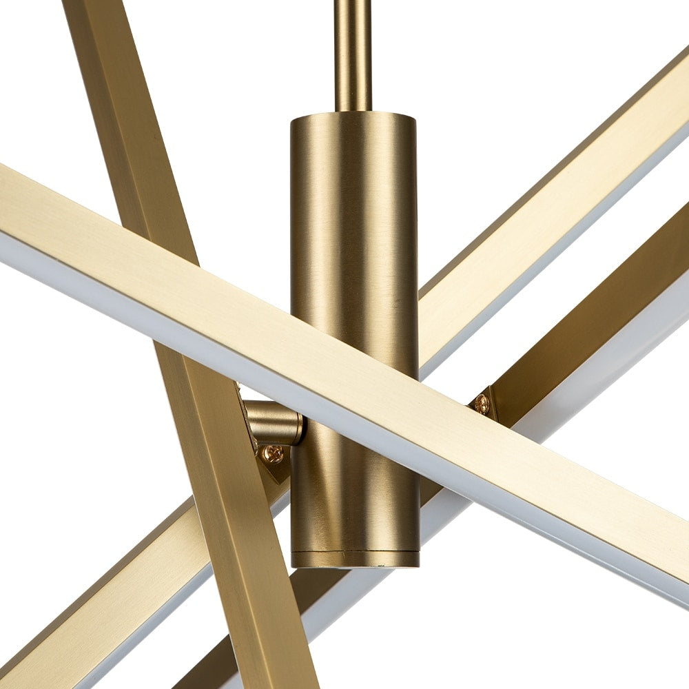 Luminaire suspendu linéaire en forme de sputnik, en aluminium noir/doré, à LED, style moderne, pour salon/salle à manger/cuisine.