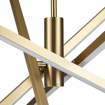 Luminaire suspendu linéaire en forme de sputnik, en aluminium noir/doré, à LED, style moderne, pour salon/salle à manger/cuisine.