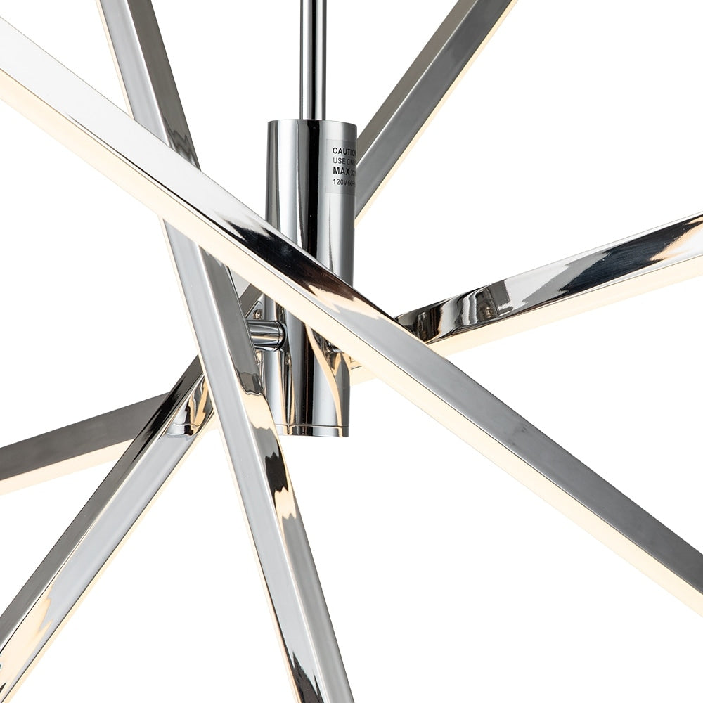 Luminaire suspendu linéaire en forme de sputnik, en aluminium noir/doré, à LED, style moderne, pour salon/salle à manger/cuisine.