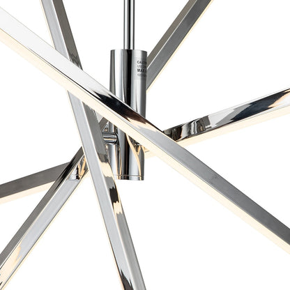 Luminaire suspendu linéaire en forme de sputnik, en aluminium noir/doré, à LED, style moderne, pour salon/salle à manger/cuisine.