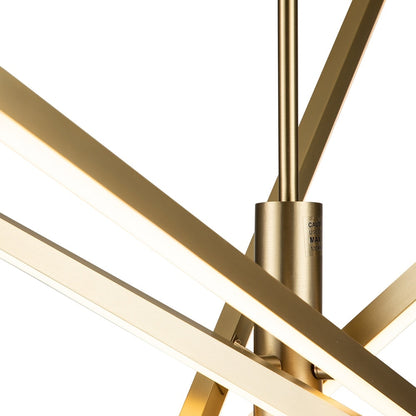 Luminaire suspendu linéaire en forme de sputnik, en aluminium noir/doré, à LED, style moderne, pour salon/salle à manger/cuisine.