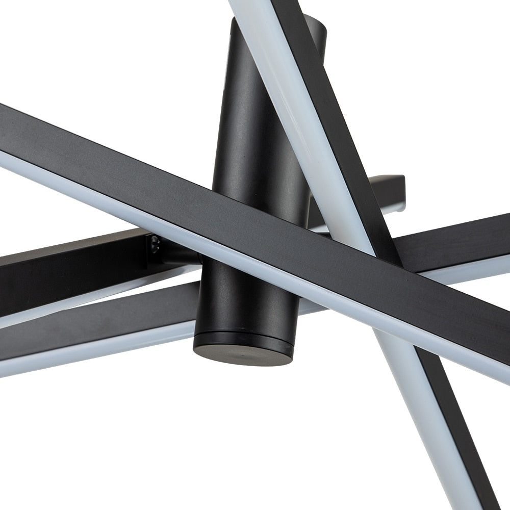 Luminaire suspendu linéaire en forme de sputnik, en aluminium noir/doré, à LED, style moderne, pour salon/salle à manger/cuisine.