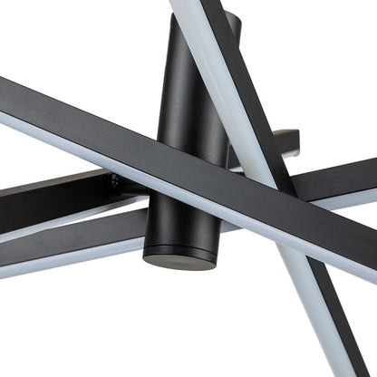 Luminaire suspendu linéaire en forme de sputnik, en aluminium noir/doré, à LED, style moderne, pour salon/salle à manger/cuisine.