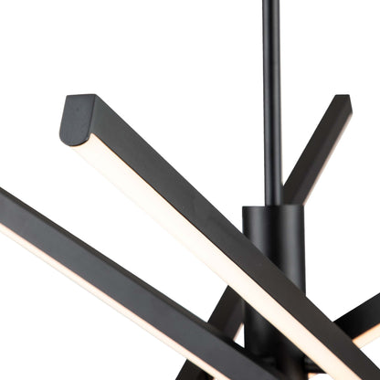 Luminaire suspendu linéaire en forme de sputnik, en aluminium noir/doré, à LED, style moderne, pour salon/salle à manger/cuisine.