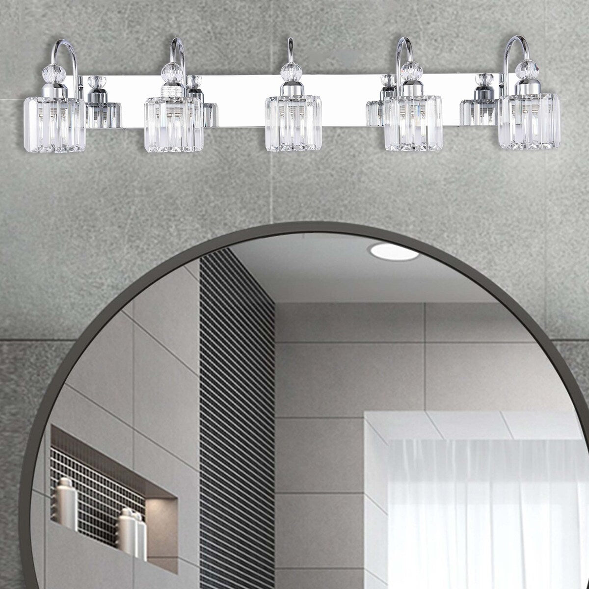 Chrome/ Noir/ Or Moderne Au-dessus du miroir Cristal Salle de bain Luminaires muraux pour salle de bain Lumières de vanité