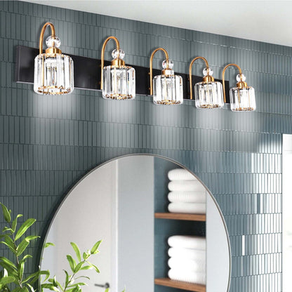 Chrome/ Noir/ Or Moderne Au-dessus du miroir Cristal Salle de bain Luminaires muraux pour salle de bain Lumières de vanité