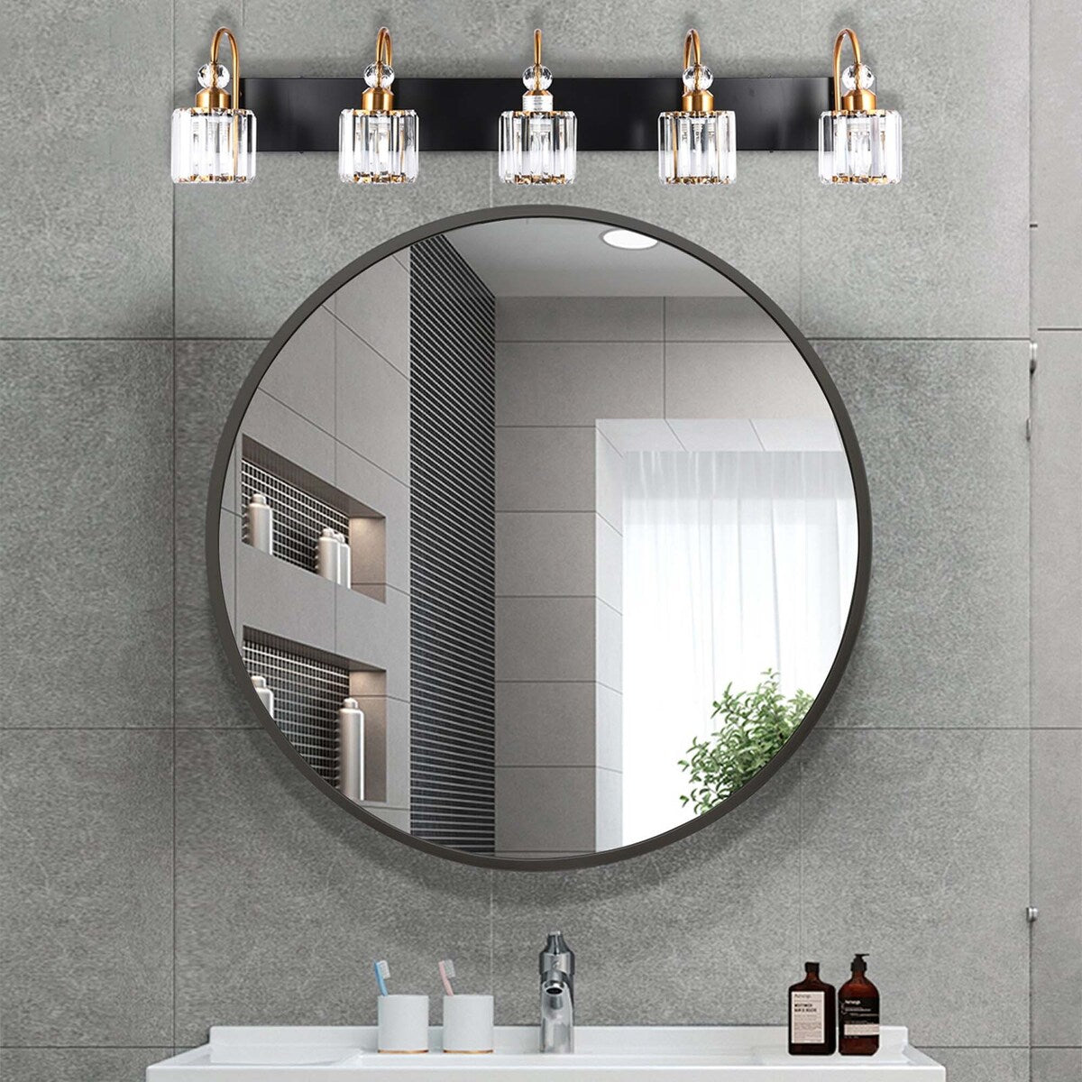 Chrome/ Noir/ Or Moderne Au-dessus du miroir Cristal Salle de bain Luminaires muraux pour salle de bain Lumières de vanité