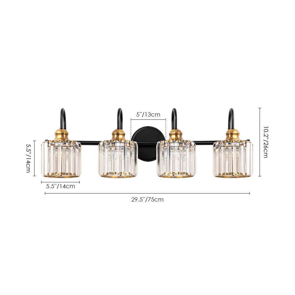 Chrome/ Noir/ Or Moderne Au-dessus du miroir Cristal Salle de bain Luminaires muraux pour salle de bain Lumières de vanité