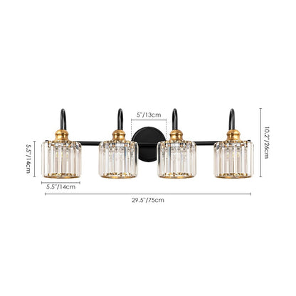 Chrome/ Noir/ Or Moderne Au-dessus du miroir Cristal Salle de bain Luminaires muraux pour salle de bain Lumières de vanité