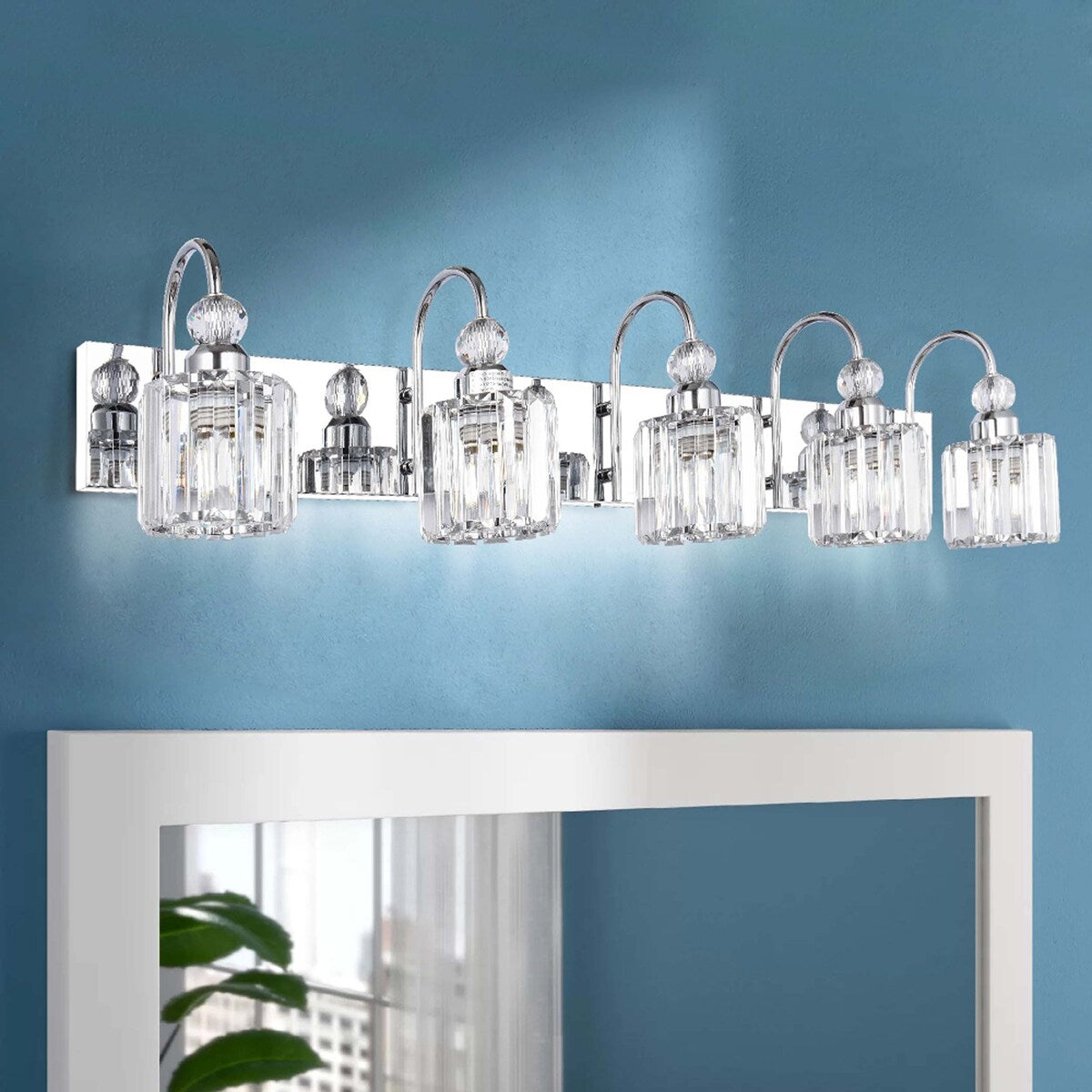 Chrome/ Noir/ Or Moderne Au-dessus du miroir Cristal Salle de bain Luminaires muraux pour salle de bain Lumières de vanité