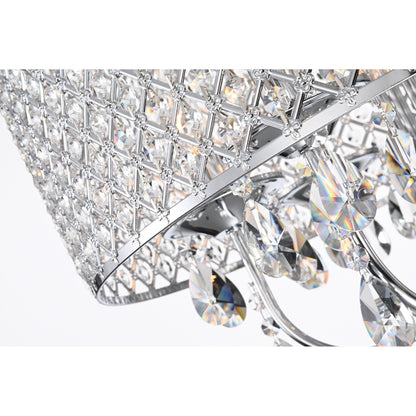 Suspension tambour ronde perlée avec cristaux suspendus