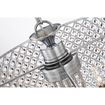 Suspension tambour ronde perlée avec cristaux suspendus