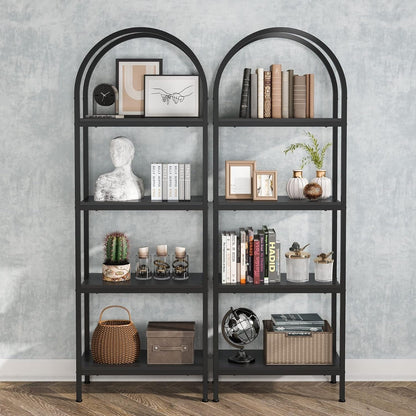 Open Bookshelf, Industrial Bookcase Storage Shelves with Metal Frame