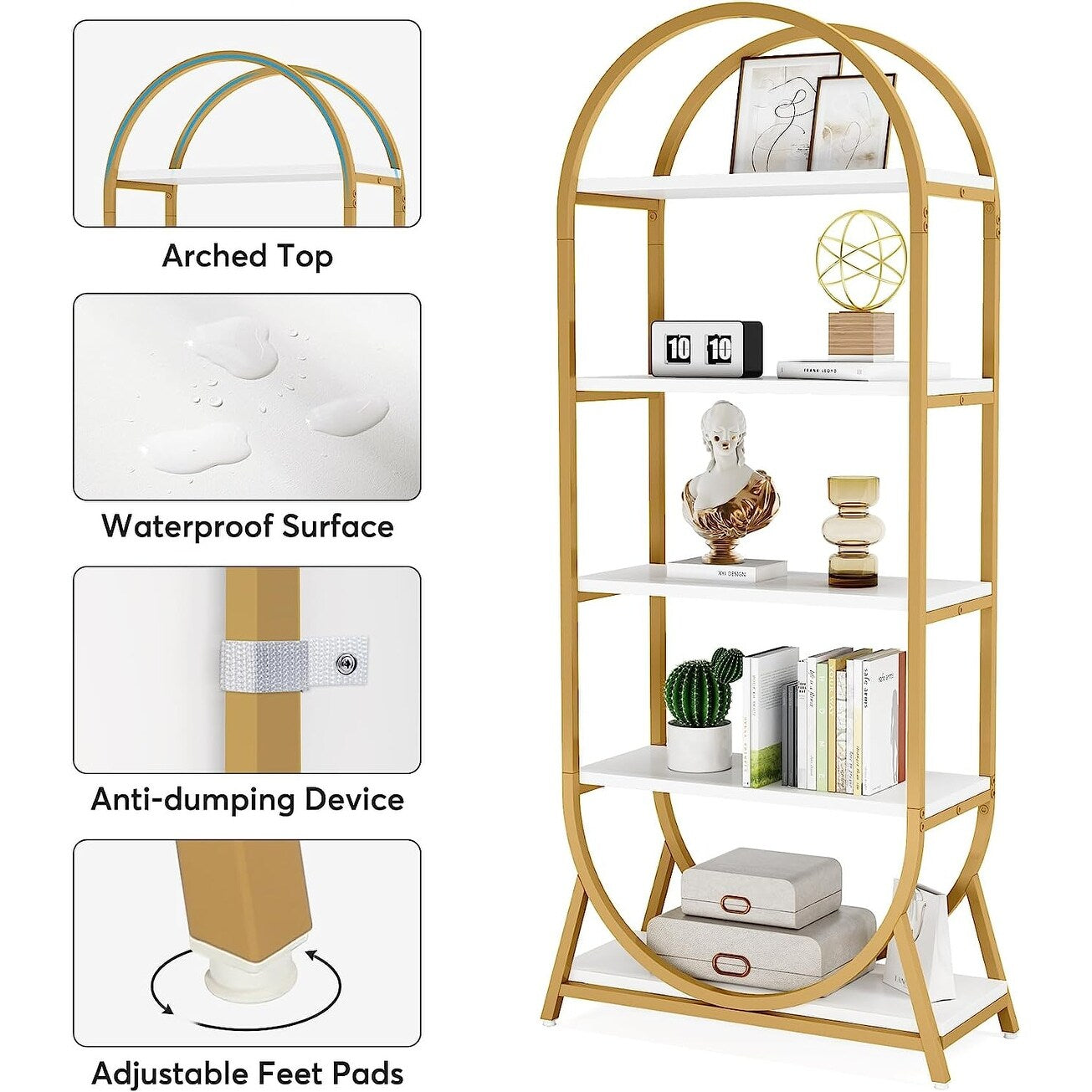 Open Bookshelf, Industrial Bookcase Storage Shelves with Metal Frame