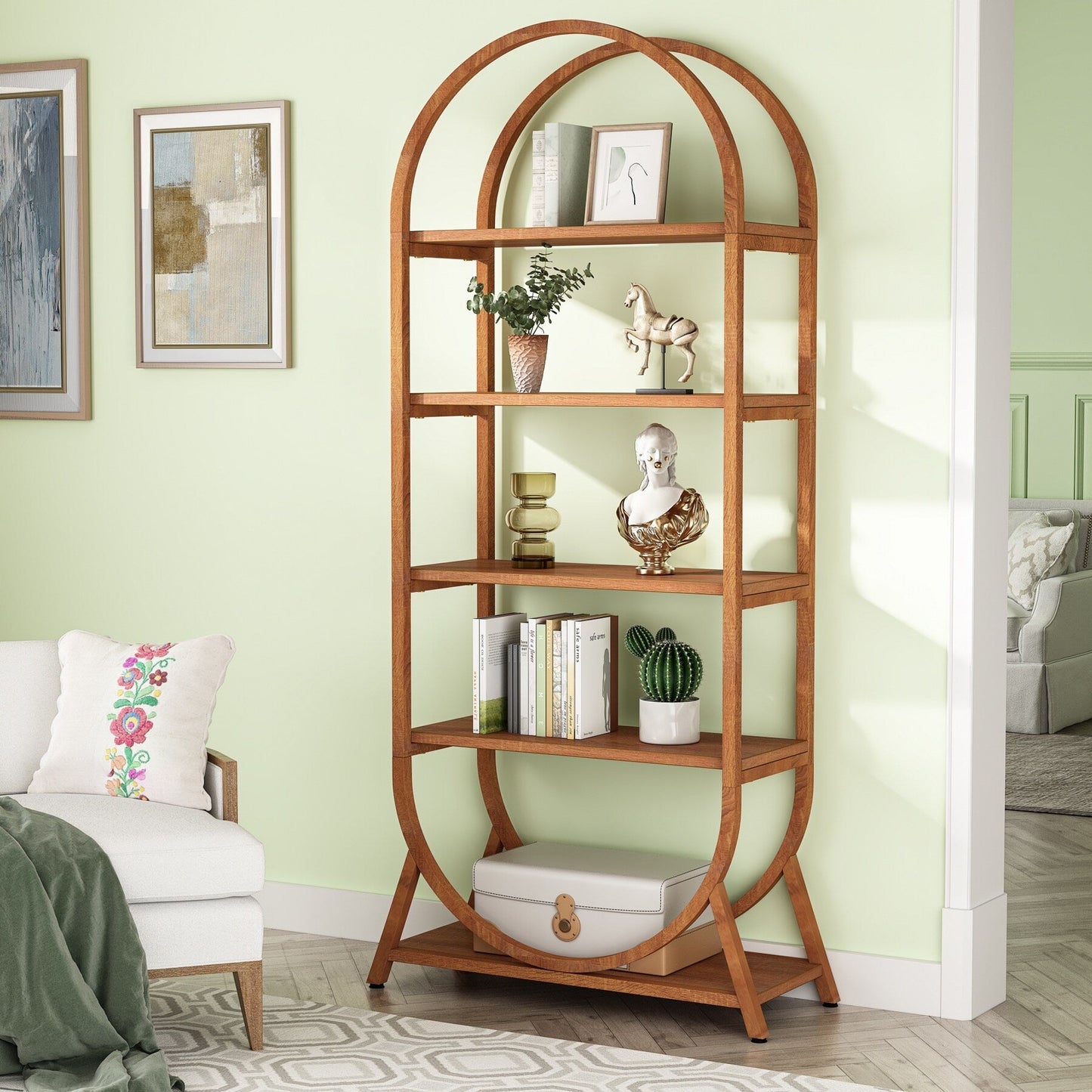 Open Bookshelf, Industrial Bookcase Storage Shelves with Metal Frame
