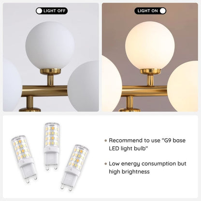 Luminaire suspendu linéaire à 16 lumières, style moderne du milieu du siècle, en laiton doré, avec globe en verre dépoli, 40 po, pour salle à manger.
