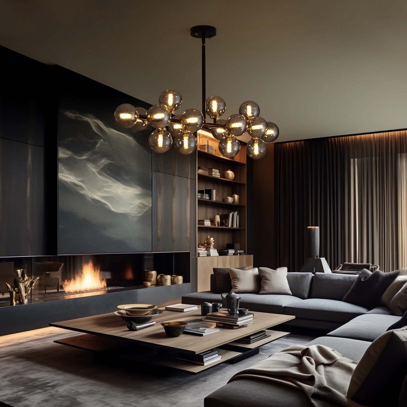 Luminaire suspendu linéaire à 16 lumières, style moderne du milieu du siècle, en laiton doré, avec globe en verre dépoli, 40 po, pour salle à manger.