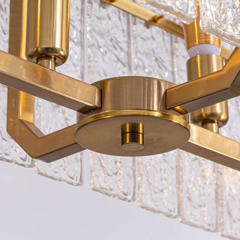 Luminaires suspendus modernes en cristal rectangulaires à 16 lumières, 40 pouces, dorés en laiton, pour salle à manger, salon, îlot de cuisine.