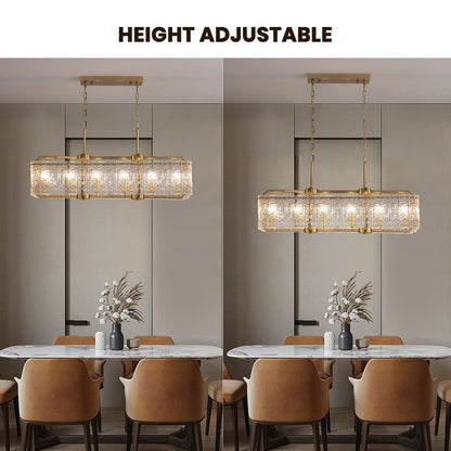 Luminaires suspendus modernes en cristal rectangulaires à 16 lumières, 40 pouces, dorés en laiton, pour salle à manger, salon, îlot de cuisine.