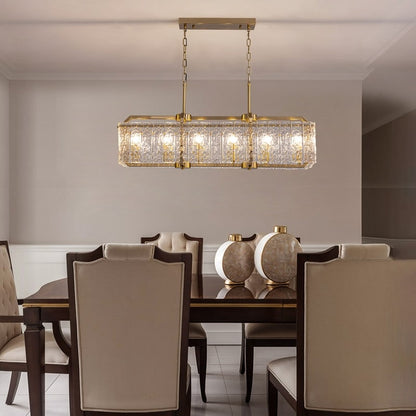 Luminaires suspendus modernes en cristal rectangulaires à 16 lumières, 40 pouces, dorés en laiton, pour salle à manger, salon, îlot de cuisine.