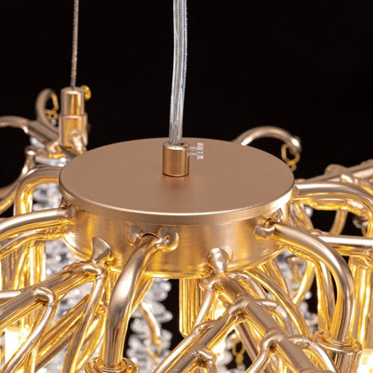 Luminaire rectangulaire moderne en cristal doré, branches d'arbre, 40 po, pour salle à manger, îlot de cuisine, lustre à branches.