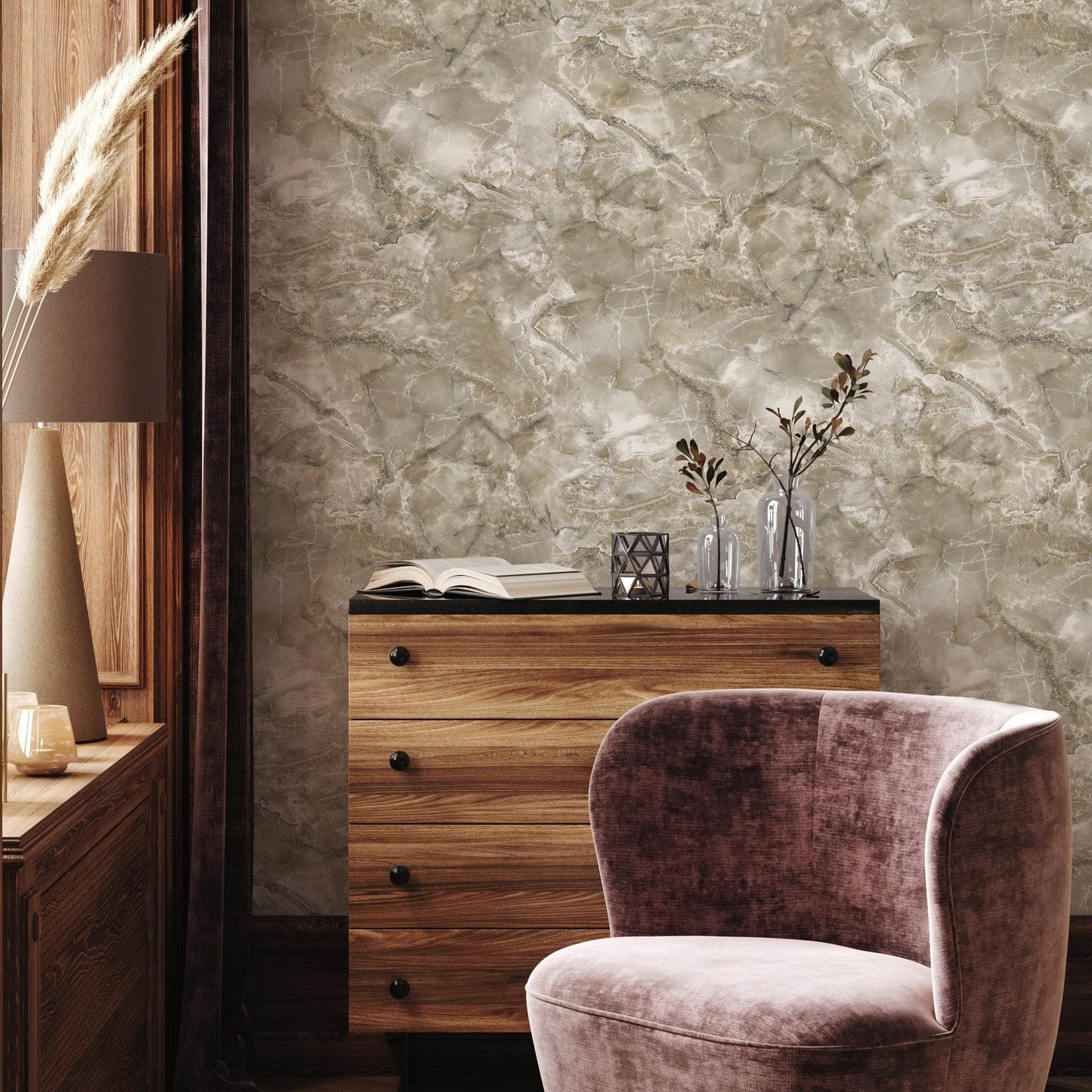 Rasch Carlotta Mocha Wallpaper - 400327