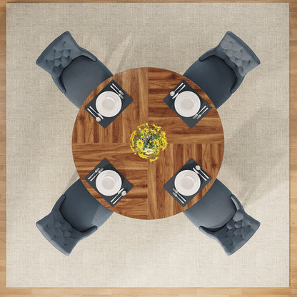 Table de salle à manger ronde de 47 pouces pour 4 personnes, table de cuisine de style farmhouse, petite table de repas en bois pour salle à manger et salon.