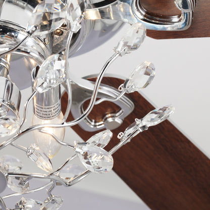 Ventilateur de plafond moderne à 5 pales réversibles de 48 pouces, avec fixation au plafond, en cristal et télécommande.