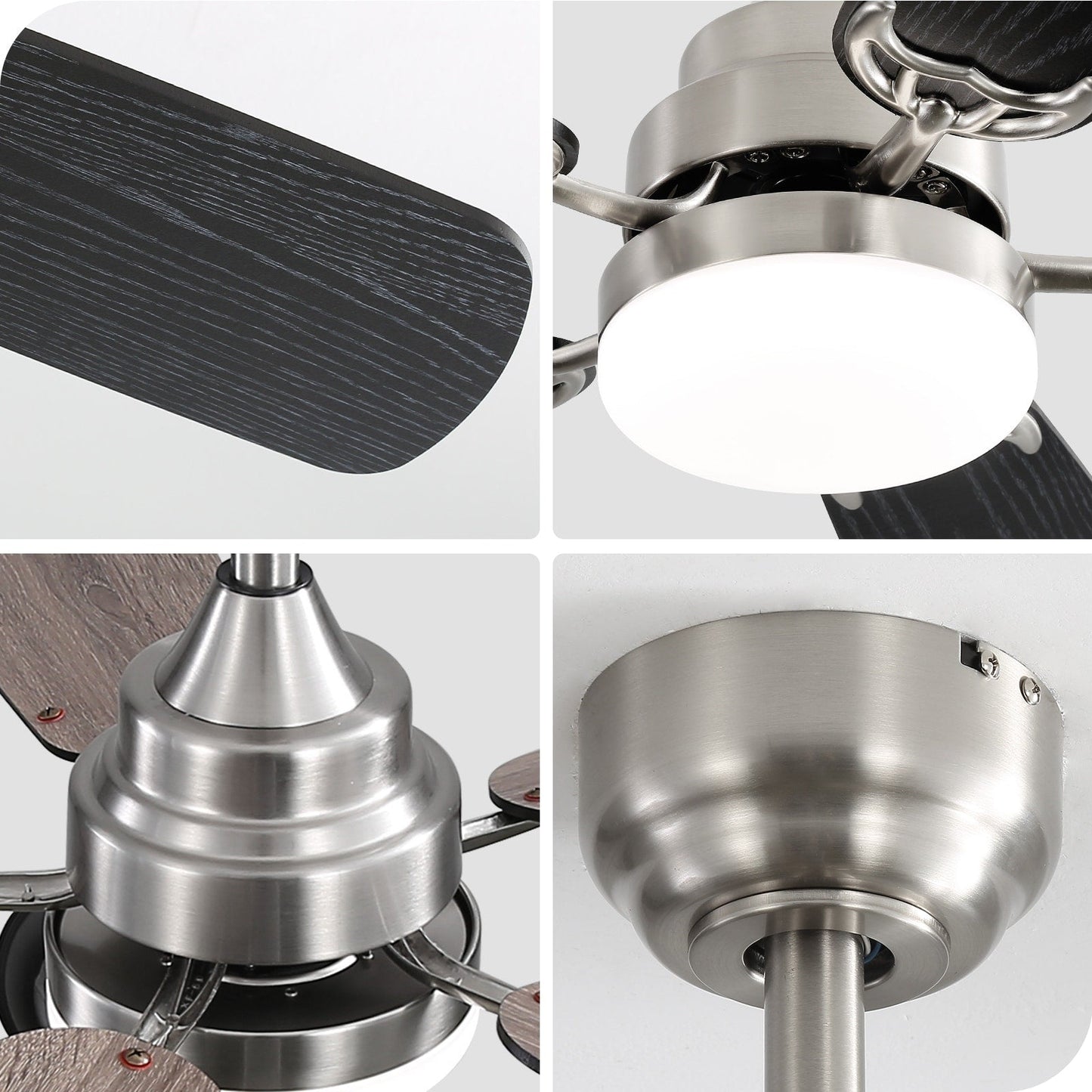 Ventilateur de plafond à LED intégré de 48 et 52 pouces avec éclairage et télécommande, moteur à courant continu réversible.