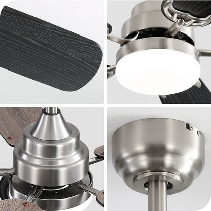 Ventilateur de plafond à LED intégré de 48 et 52 pouces avec éclairage et télécommande, moteur à courant continu réversible.