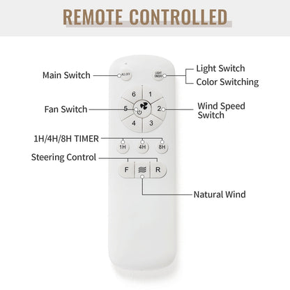 Ventilateur de plafond à LED intégré de 48 et 52 pouces avec éclairage et télécommande, moteur à courant continu réversible.