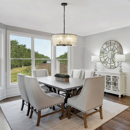 Luminaire suspendu moderne à 5 lumières en forme de tambour rond, luminaire semi-encastré classique, luminaire suspendu pour îlot de cuisine et salle à manger